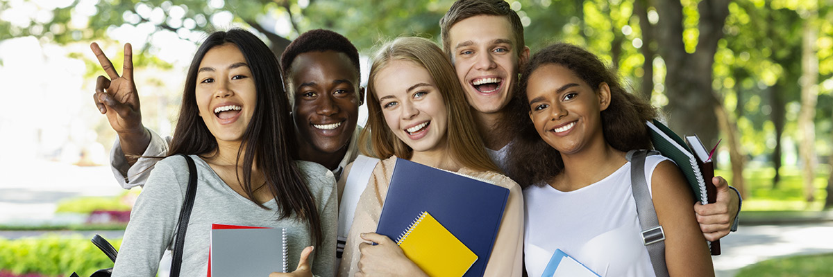 multiethnic group of students smiling